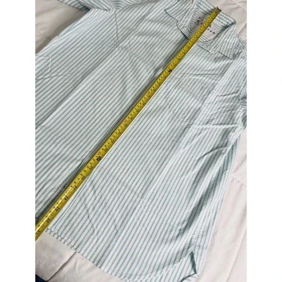 Frank & Eileen Boyfriend Button Up Long‎ Sleeve Collared Shirt Blue Stripes Sz M - Picture 8 of 11